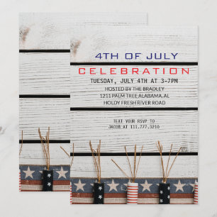Rustic Wood Fourth of July Independence Day Invitation