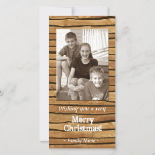 Rustic Wood Frame Photo Christmas Card