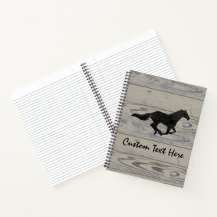 Rustic Wood Galloping Horse Silhouette Notebook