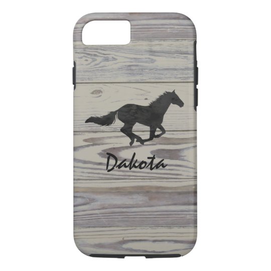 Rustic Wood Galloping Horse Watercolor Silhouette iPhone 8/7 Case