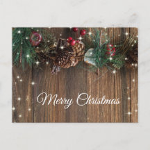 Rustic Wood Garland Cinnamon Christmas Greeting
