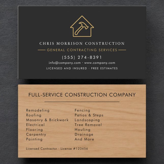 Rustic Wood General Contractor Business Card (Creator Uploaded)