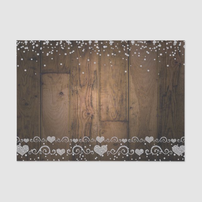 Rustic Wood Glam Diamonds Glitter Birthday Party Tissue Paper (Front)