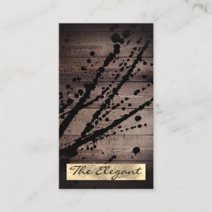 Rustic Wood Gold Foil Splatter Business Card