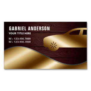Rustic Wood Gold Luxury Car Hire Chauffeur Magnetic Business Card