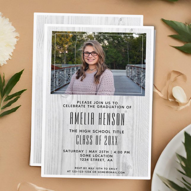 Rustic Wood Graduate Photo Graduation Party  Invitation (Creator Uploaded)