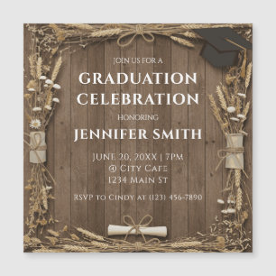 Rustic Wood Graduation Celebration Magnetic Invitation