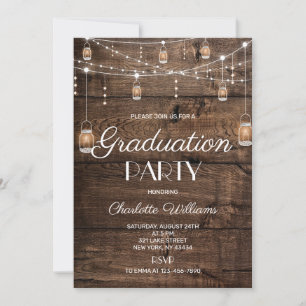 Rustic Wood Graduation Party Invitation