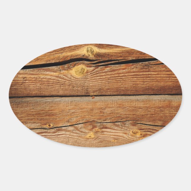 Rustic Wood Grain Boards Design Country Gifts Oval Sticker (Front)
