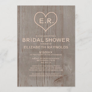 Rustic Wood Grain Bridal Shower Invitations