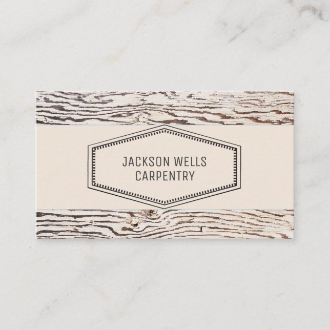 Rustic Wood Grain Carpenter Business Card (Front)
