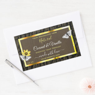 Rustic Wood Grain Dark Brown Gold Product Labels
