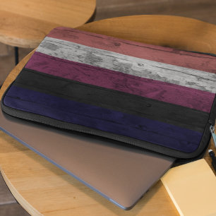 Rustic Wood Grain Genderfluid Pride Flag Stripe Laptop Sleeve