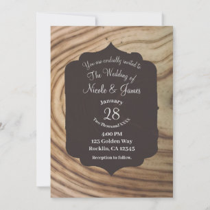 Rustic Wood Grain Minimal Elegant Wedding Invitati Invitation