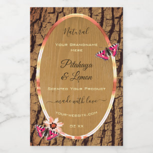 Rustic Wood Grain Natural Tree Bark Product Labels