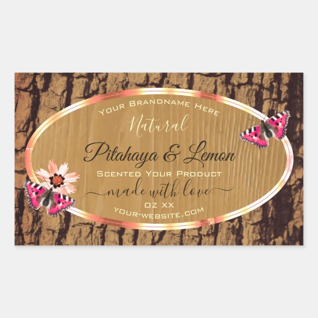 Rustic Wood Grain Natural Tree Bark Product Labels (Front)