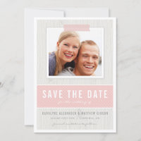 Rustic Wood Grain Pattern Pink Photo Save the Date
