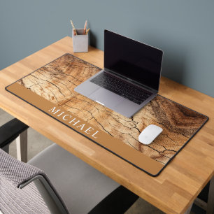 Rustic Wood Grain Personalised Desk Mat