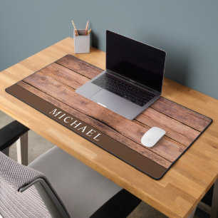 Rustic Wood Grain Personalised Desk Mat