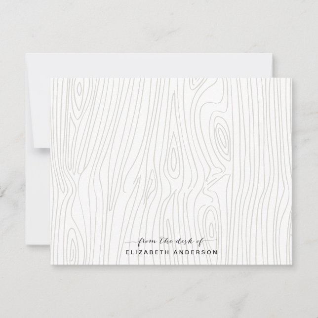Rustic Wood Grain Personalised Stationery Note Card (Front)