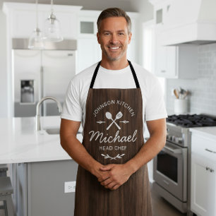 Rustic Wood-Grain Personalized Apron