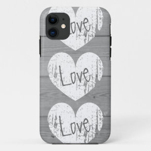 Rustic wood grain Phone case faded love monogram