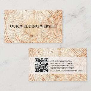 Rustic Wood Grain QR code wedding website Enclosure Card