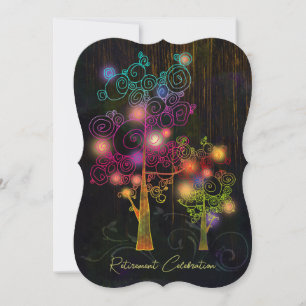 Rustic Wood Grain Spiral Trees Retirement Party Invitation