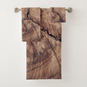 Rustic Wood Grain Texture Design Bath Towel Set