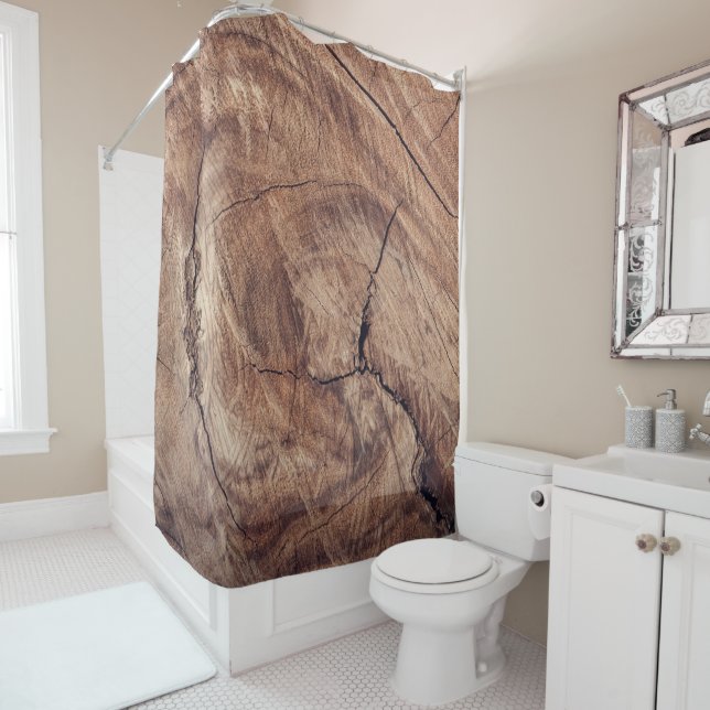 Rustic Wood Grain Texture Design Shower Curtain (In Situ)