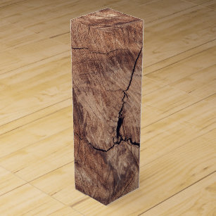 Rustic Wood Grain Texture Design Wine Box