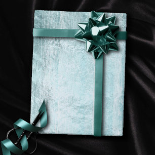 Rustic Wood Grain   Turquoise Teal Blue on White Wrapping Paper