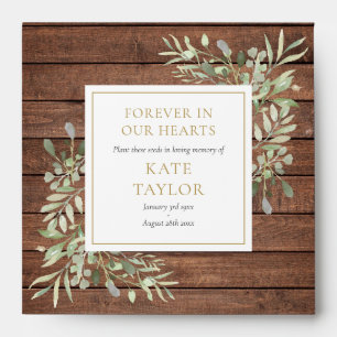 Rustic Wood Greenery Funeral Seed Packet Envelope