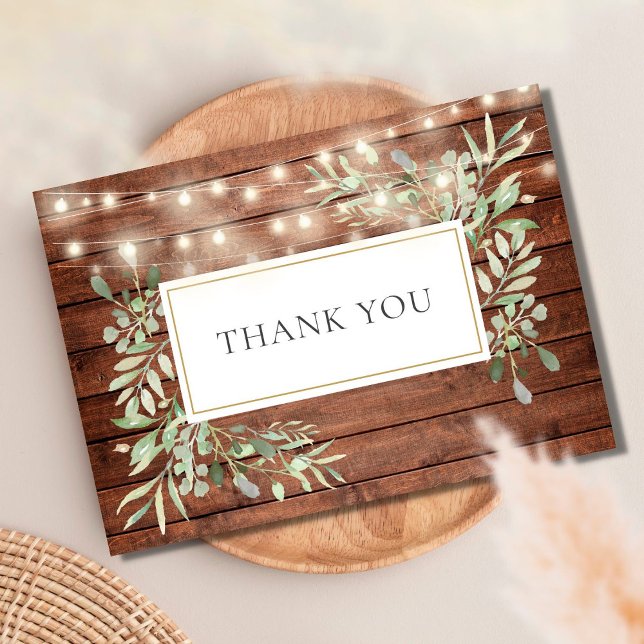 Rustic Wood Greenery String Lights Thank You (Creator Uploaded)