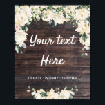 Rustic wood greenry white floral boho custom sign<br><div class="desc">Rustic wood greenry white floral boho custom sign,  Contact me for matching items or for customization,  Blush Roses ©</div>