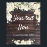 Rustic wood greenry white floral boho custom sign<br><div class="desc">Rustic wood greenry white floral boho custom sign,  Contact me for matching items or for customization,  Blush Roses ©</div>