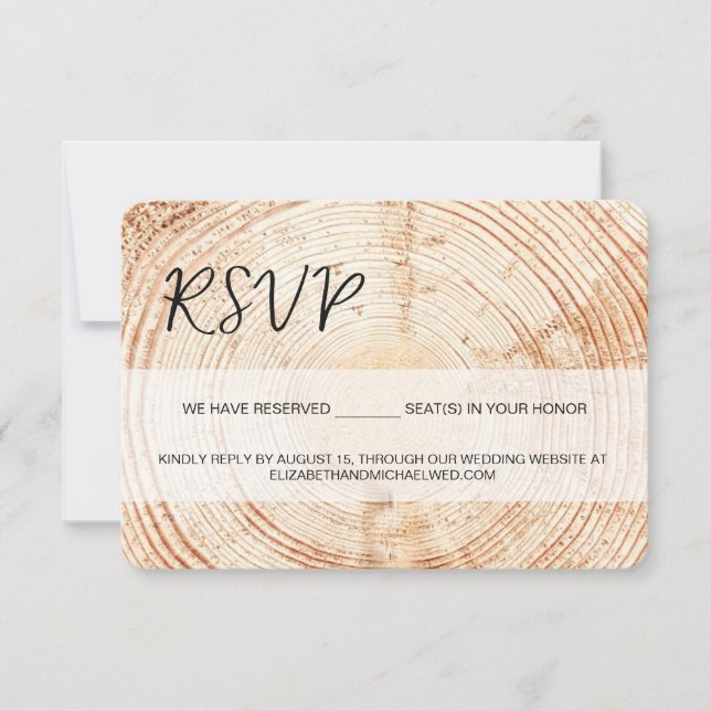 Rustic Wood Handlettering RSVP reserved Seating Card (Front)