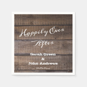 Rustic Wood Happily Ever After Rustic Wedding Napkin