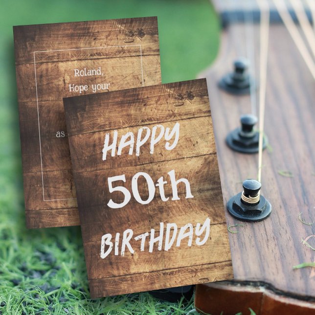 Rustic Wood Happy Birthday Message Masculine Card (Creator Uploaded)