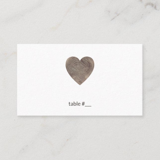 Rustic wood heart place cards - flat (Front)