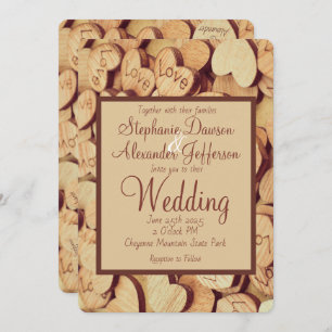 Rustic Wood Heart Wedding Invitation