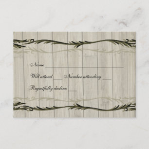 Rustic Wood Hearts and Vines rsvp with envelope