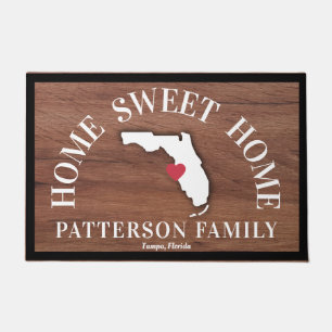 Rustic Wood Home Sweet Home Florida State Doormat