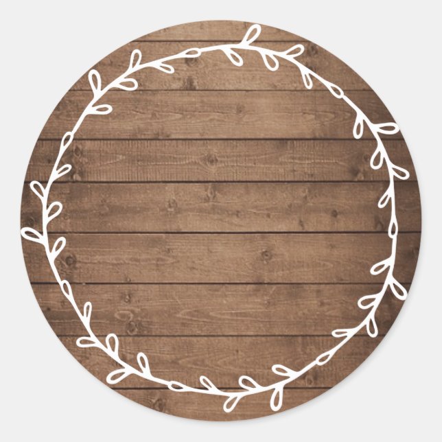 Rustic Wood Homemade Write On Blank Classic Round Sticker (Front)