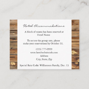 Rustic Wood Hotel Accommodation Enclosure Cards