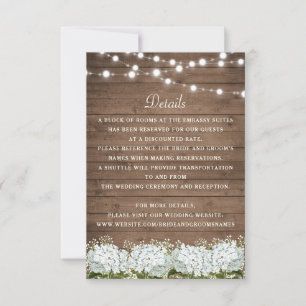 Rustic Wood Hydrangea Baby's Breath Wedding Detail Invitation