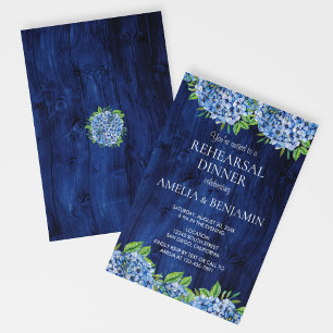 Rustic Wood Hydrangeas Wedding Rehearsal Dinner  Invitation