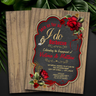Rustic Wood I Do BBQ Couples Shower Invitation