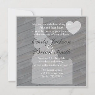 Rustic wood Idaho grey wedding invitations