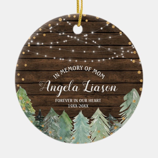 RUSTIC wood In Memory of Mum Christmas Ornament (Front)